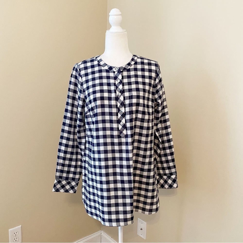 Talbots Long Sleeve Black & White Check Cotton Shirt Top - Medium - Picture 12 of 12
